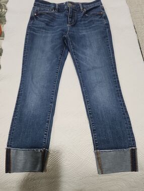 LOFT Indigo Cuffed Modern Straight Jeans